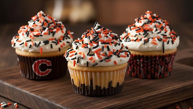 NCS Cincinnati Game Day Orange, Black & White Jimmies Edible Sprinkles – Cupcake, Cake & Cookie Decorations, 7 oz
