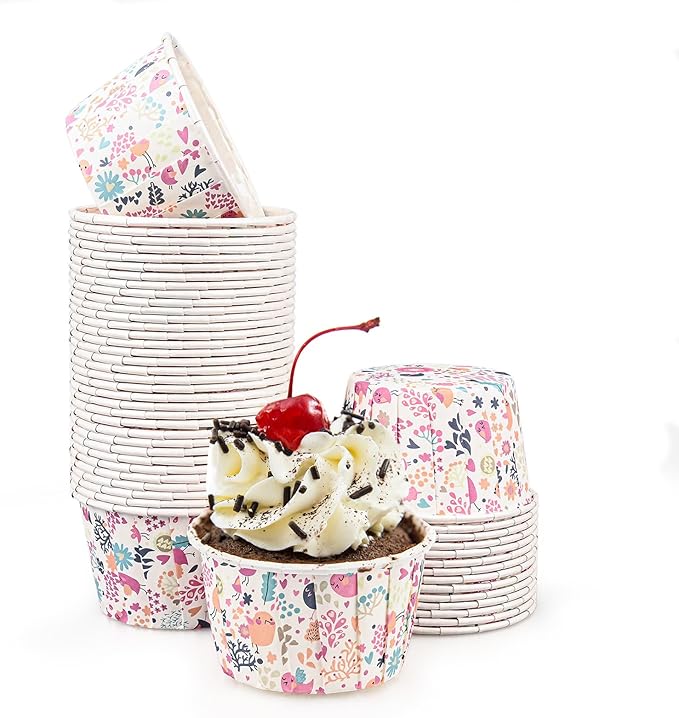 Cupcake Liners 50 Pack, Miliocry 3.5oz Mini Cupcake Cups for Baking, Disposable Paper Baking Cups Cake Containers Muffin Liners Wrappers Holders for Wedding Birthday Party