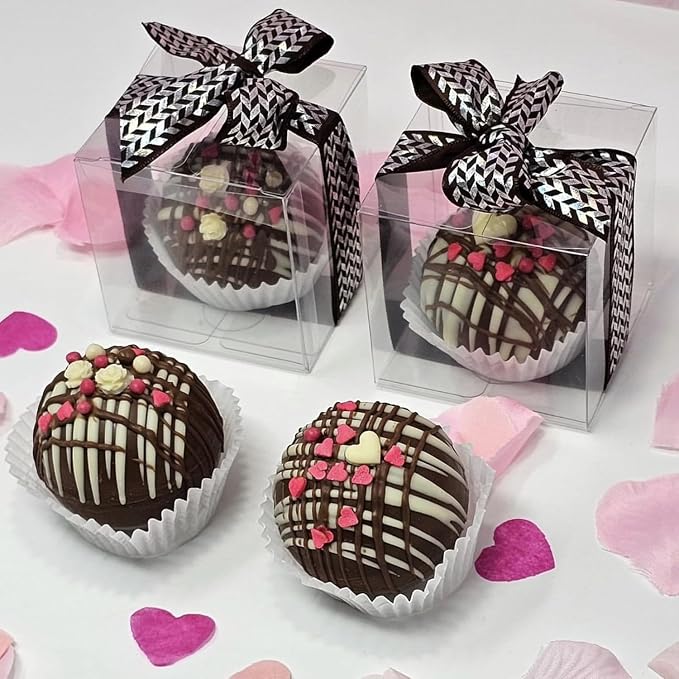TEMLQPACK 100 Pack 3x3x3 Inch Clear Plastic Bakery Boxes for Hot Chocolate Bombs, Small Pastries & Cookies