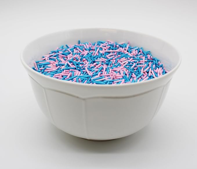 1 Pound GENDER REVEAL Pink & Blue Sprinkles BULK Jimmies - Gender Reveal Or Baby Shower Candy-Edible Cake Cupcakes Dessert & Ice Cream Topping