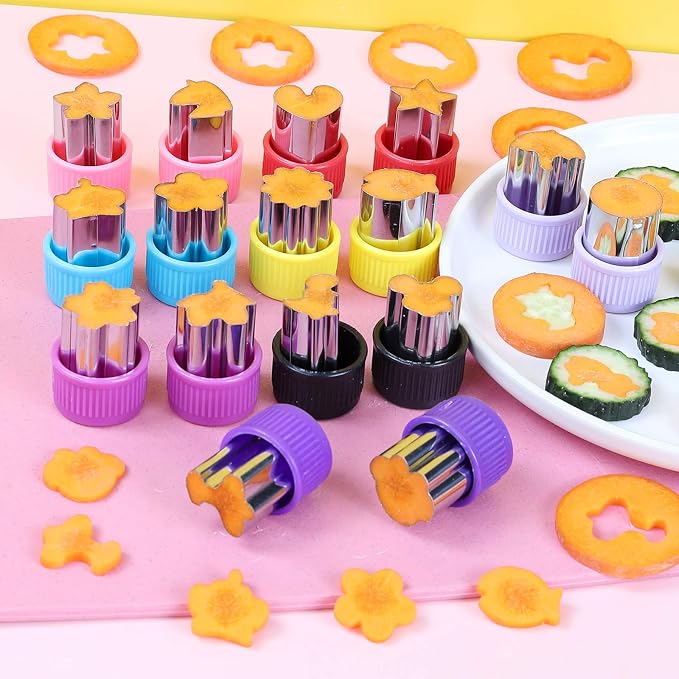 CECIAOAIME Mini Cookie Cutter Set 30 pcs for Kids Vegetable Cutters and Fruit Stamp Mold Different Shapes and Sizes Stainless Steel