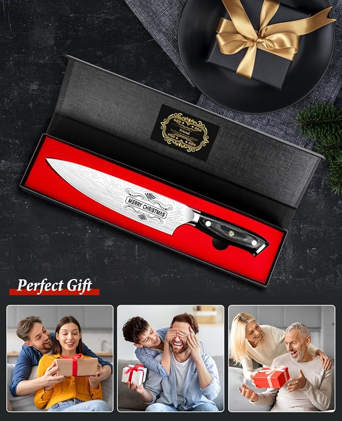 MOSFiATA Gifts for Him Her Men Women Husband, Christmas Xmas Stocking Stuffers, Birthday Gifts ideas for Him Her, 8 inch Pro German Chef Knife, Kitchen Knife Gift Set