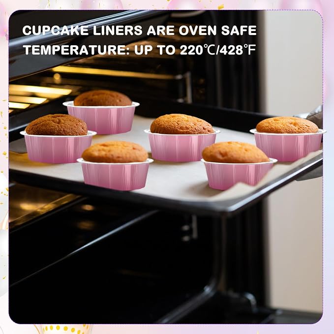 Tessco for you 100 Pcs Disposable Ramekins with Lids 8 oz Creme Brulee Ramekin Aluminum Foil Cup Cupcake Liner Baking Valentines Disposable Muffin Tin Pan Cheesecake Container (Pink,Silver)
