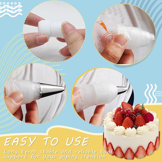 12 Pcs Piping Bag Couplers Plastic Standard Couplers Cake Decorating Coupler Small Pipe Tip Coupler for Frosting Icing Nozzles Cake Baking Tools Accessories