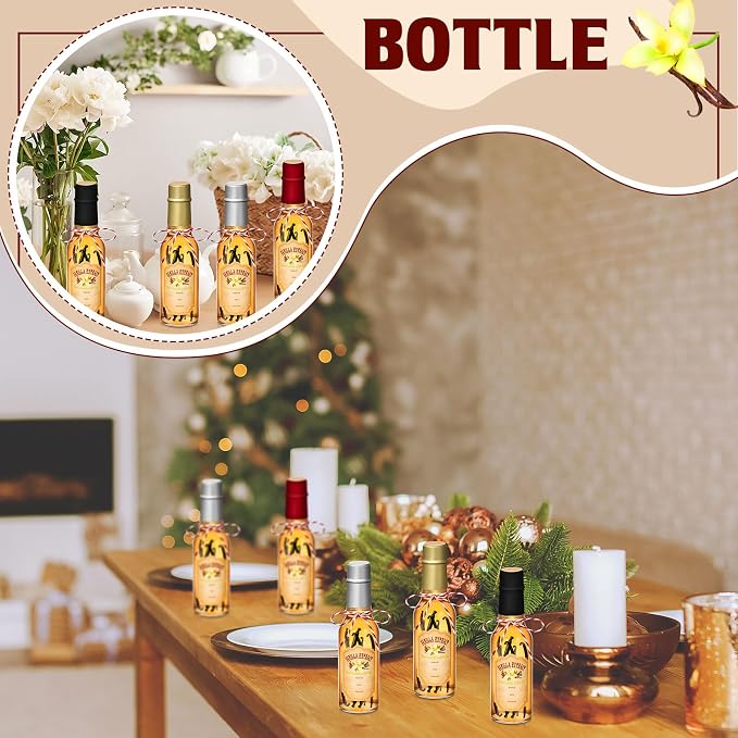 Tioncy 16 Pcs Empty Vanilla Extract Bottles for Homemade Vanilla Jar Glass Bottle with Cap, Shrink Band, Sticker DIY Crafts Wedding Gift Food Storage Canister for Bean(Multicolour,5 oz)