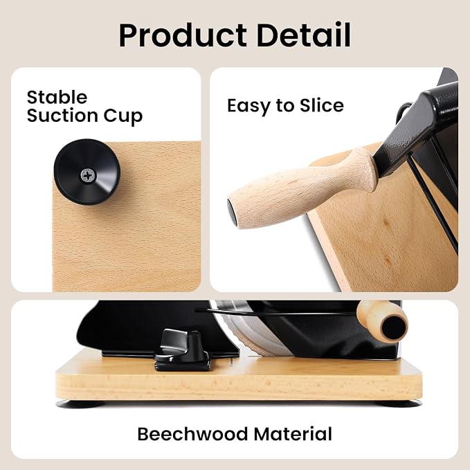 Manual Bread Slicer for Homemade Bread, Stainless Steel Slicers Serrated Blade Design, Adjustable Slice Thickness with Metal Guide, Hand Crank Bread Slicer with Scale Line and Suction Cup(Black)