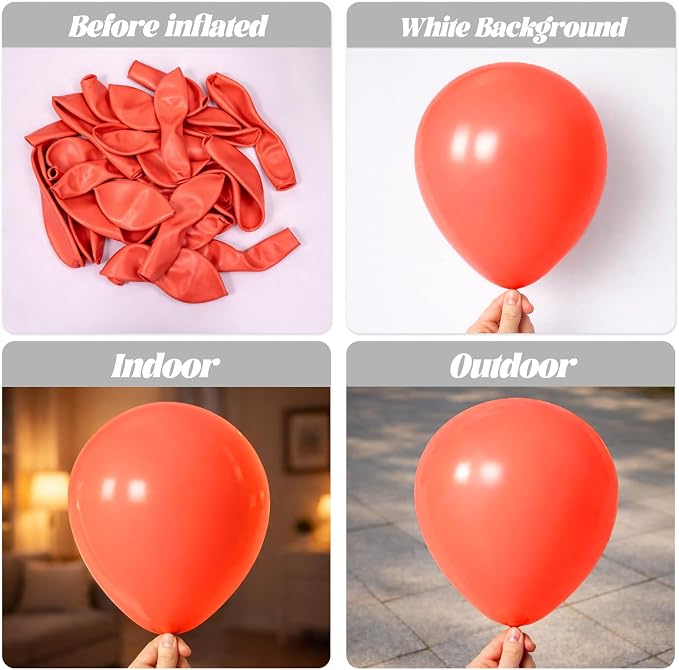 Voircoloria 90pack Coral Red Balloons Different Size 18/12/10/5 Inch Coral Red Balloon Garland Arch Kit for Graduation, Wedding, Birthday, Princess Theme Party, Valentine's Day Party Decorations