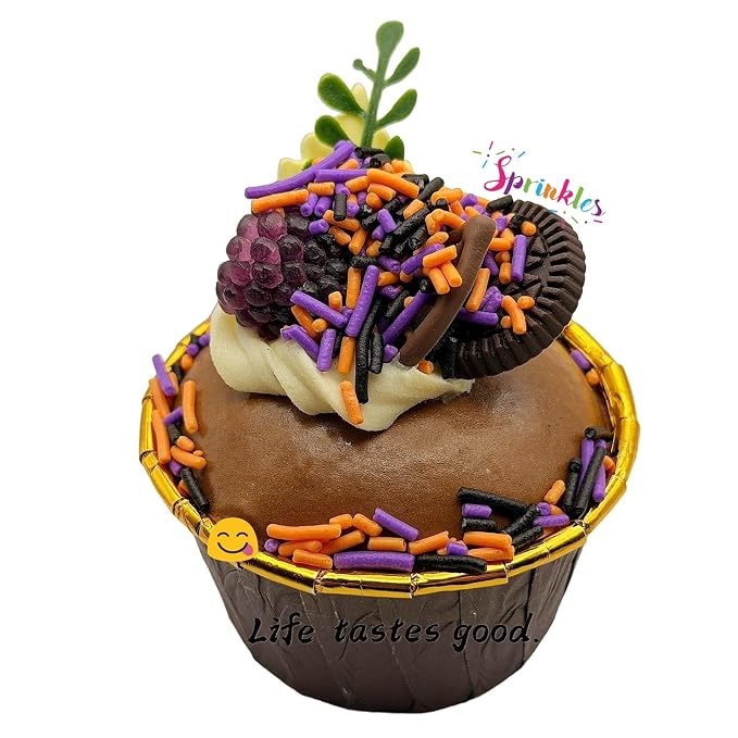 SE Si&Moos Black Purple and Orange Jimmies Sprinkles Black and Purple Halloween Sprinkles for Cake Decorating Edible Crunchy Jimmies for Topping Ice Cream, Cookies, Cakes, Cupcakes, Dessert Decorating 3 OZ