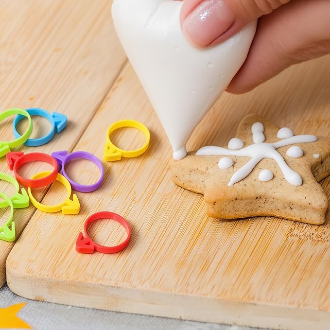120 PCS Icing Bag Ties, Silicone Pastry Bag Ties Reusable Piping Bags Tie Decoration Bags Clips for Cookies Cupcakes Pastry Baking Supplies Seal (5 Colors)