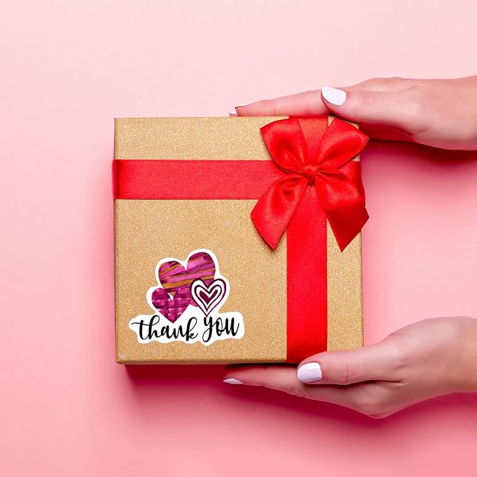 Littlefa Cute Heart Thank You Stickers,Handmade Sticker Label for Business, Online Retailers, Mail Envelopes, Packaging 500 PCS