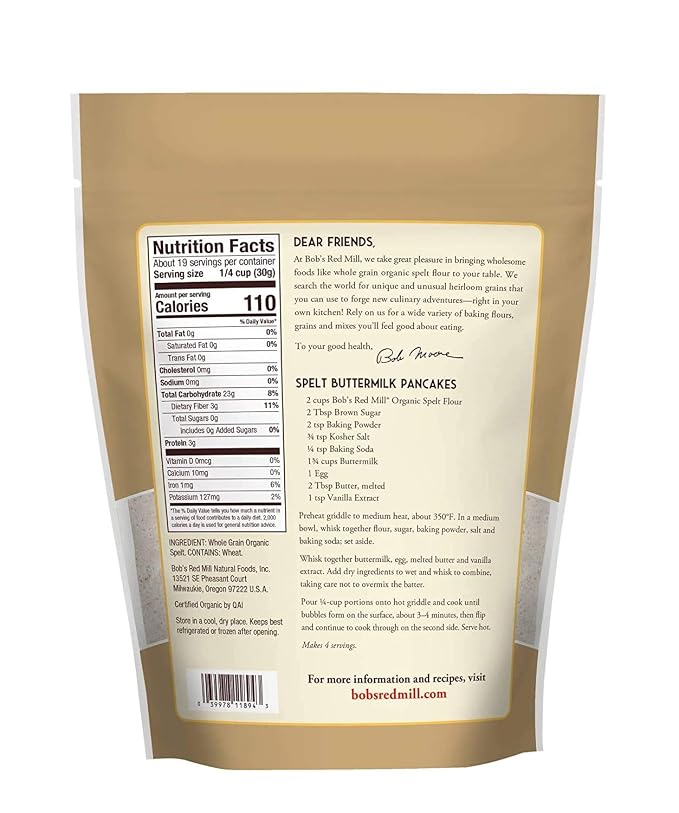 Bob's Red Mill Organic Spelt Flour (20 Ounce (Pack of 2)