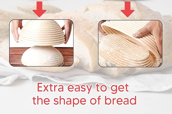10 Inch Oval Bread Banneton Proofing Basket Set of 2, Sourdough Proofing Basket kit for Artisanal Baking – Bread Making Tools For Professional & Home Bakers (10 inch oval- 2 pack)