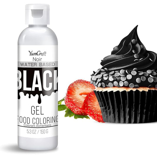 Food Coloring Gel - Vibrant Color Gel Food Coloring for Cake Decorating, Baking, Easter Egg, Icing - Tasteless Food Color Dye for Fondant, Cooking, Airbrush (Black, 5.3oz)
