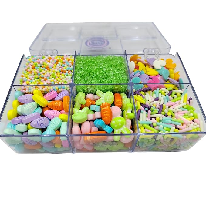 Easter Sprinkles, 6 Cell Spring Bunny Carrots Sprinkles for Cake Decorations, Edible Sprinkle Mix for Baking Cupcake Toppers Ice Cream Toppings and Cookie Decorating Easter Supplies