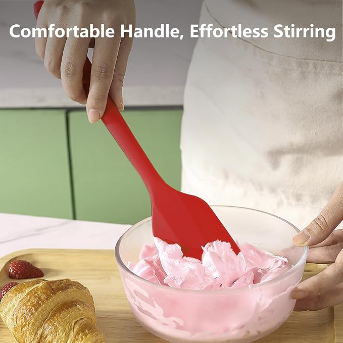 Red Rubber Spatula for Kitchen Use, Silicone Spatulas for Cooking Heat Resistant, Flexible Small Kitchen Spatula for Kitchen Nonstick Cookware