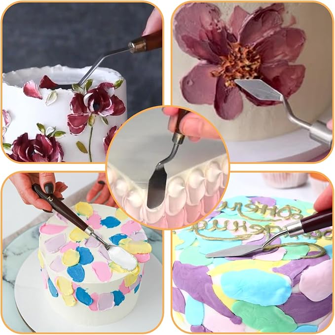 5 Pcs Cake Cream Spatula, Stainless Steel Cake Apatula Palette Knife Offset Spatula Baking Pastry Tool for Cakes Fondant Chocolate