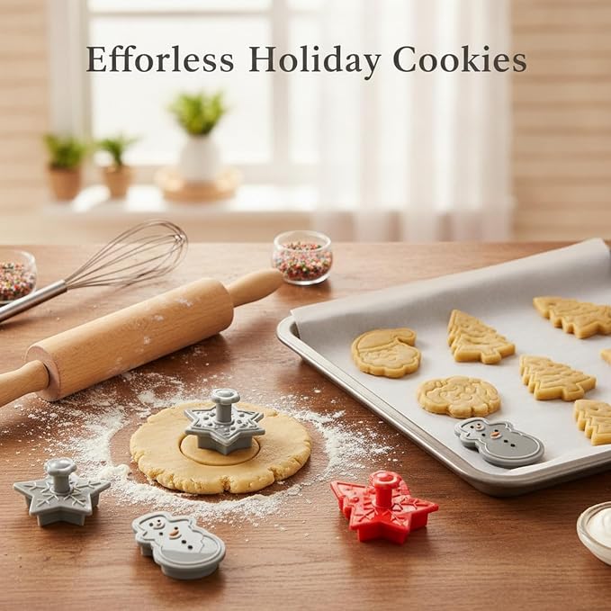 Essential Baking Tool: 3D Embossed Cookie Cutter Set, 4-Piece PP Plastic Cut and Stamp Tool Kit