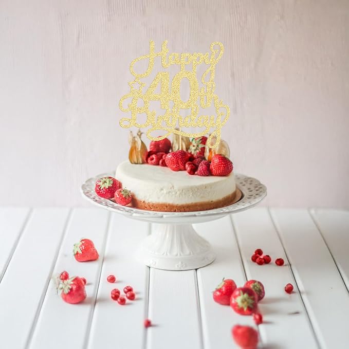1 Pack Happy 40th Birthday Cake Topper Gold Glitter 40 & Fabulous Cheers to 40 Years Old 40th Birthday Cake Pick for Celebrating 40th Birthday Anniversary Party Cake Decorations Supplies