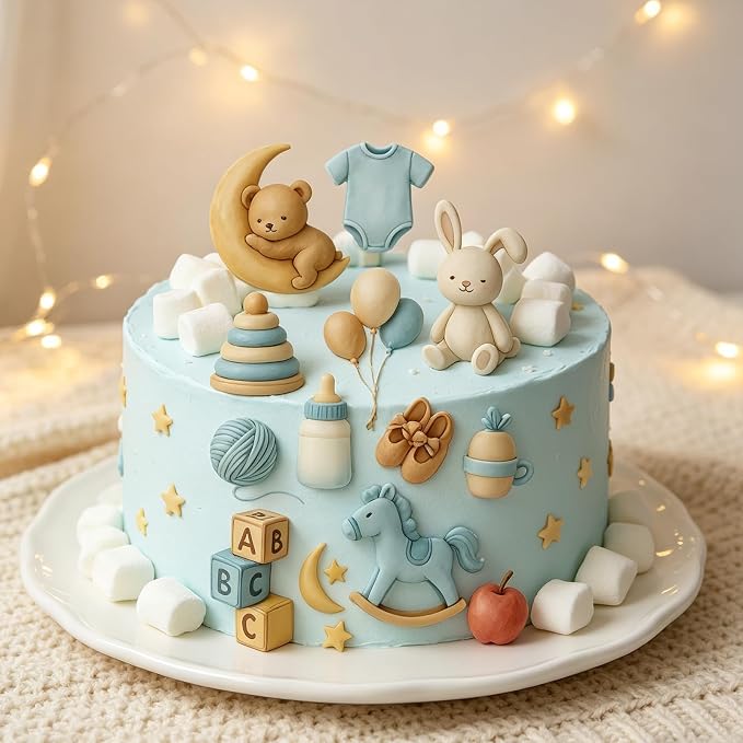 1Pc Rocking Horse Bunny Bear Silicone Mold 3D Balloons Stars ABC Blocks Cake Decorating Fondant Mold for Cake Toppers Candy Gum Paste Pastry Chocolate Sugarcraft Baking Supplies Birthday