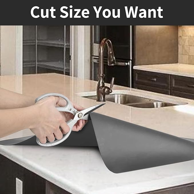 2MM Extra Thick Silicone Mats for Kitchen Counter, 35.4"x23.6" Kitchen Island Largest Heat-Resistant Baking Mat, Thicker Non-Slip Desk Protect Mat, Multipurpose Countertop Protector, Semitransparent