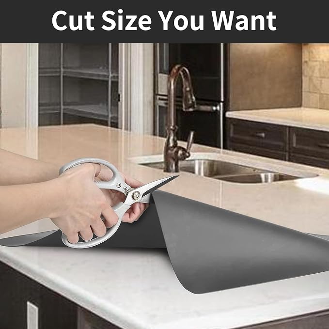 2MM Super Thick Large Silicone Mat, 23.6"x23.6" Silicone Mats for Kitchen Counter, Non-slip Heat Resistant Mat, Waterproof Countertop Protector Mats (Semitransparent)
