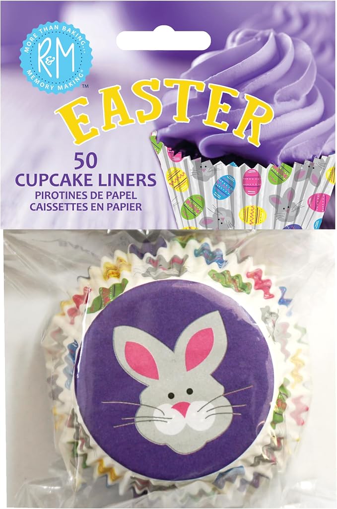 R&M International 2517 Standard Cupcake Liners for Baking, Muffins, Candy, or Hot Chocolate Bombs, Easter, Pack Of 50