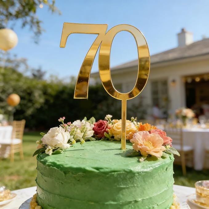 Acrylic Seventy Cake Topper, 70th Birthday Cake Toppers, 70th Anniversary Party Decorations Supplies,Cheers to 70 Years Birthday Party Decorations