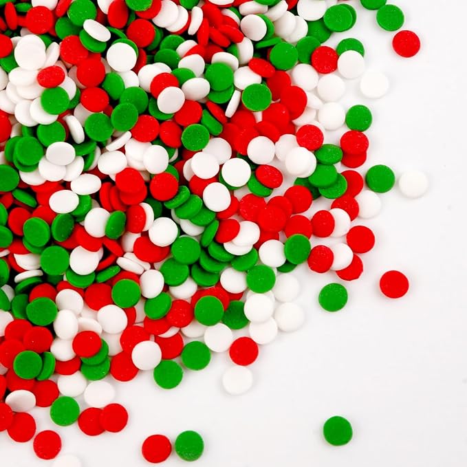 Christmas Sprinkles, Edible Confetti Round, Edible Christmas Sprinkles for Cake Decorating, Cupcake, Cookies, Baking Cake Decoration, Cupcake Toppers, Party Supplies,180g/6.35oz(Red Green White)