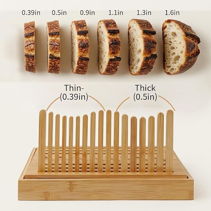Bread Slicer for Homemade Bread – Manual Slicing Guides with Crumb Tray,Folds Flat for Easy Storage,Ideal for Sourdough,Bagels & Artisan Loaves