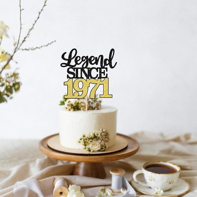 1 PCS Legend Since 1971 Cake Topper Black Gold Glitter Fifty Five Happy 55th Birthday Cake Pick Hello 55 Cheers to 55 Years Cake Decoration for 55th Birthday Anniversary Party Decorations Supplies