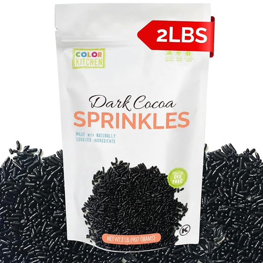 Color Kitchen Chocolate Sprinkles For Ice Cream And Baking, Dark Cocoa Chocolate Jimmies Sprinkles, Real Chocolate Sprinkle, Plant Based, Gluten Free, 2 lbs