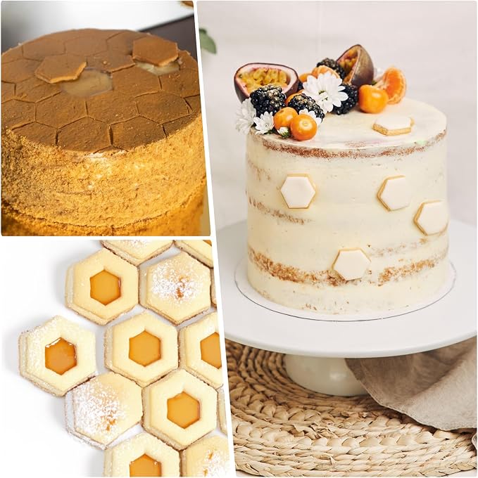 5 Pcs Hexagon Cookie Cutter, Stainless Steel Biscuit Cutter Hexagon Cookie Cutters Set Assorted Sizes for Biscuits Cake Sandwiches Shapes and Wedding Birthday Party
