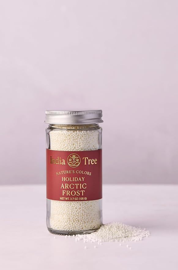 India Tree Nature’s Colors Cake Decorations Arctic Frost Sprinkles in Glass Jar, Plant-Based Food Coloring, Non-GMO, No Artificial Dyes, Baking and Dessert Topping, 3.7 oz