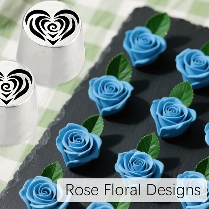 2Pcs 2025 NEW Russian Piping Tips Extra Large – Heart-shaped Rose Flower Piping Tips, Stainless Steel Nozzles Set for Cake Decorating, Cupcakes, Cookies and Desserts– Professional Baking Tools