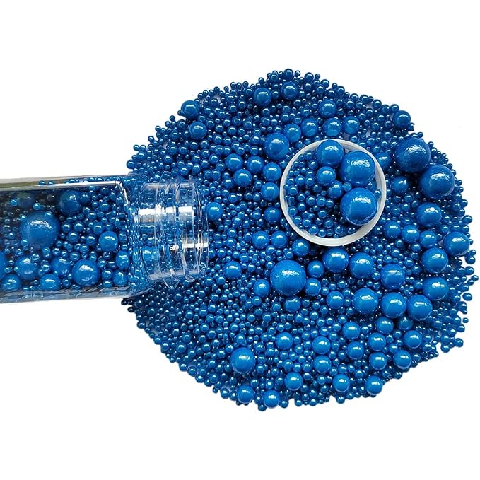 Edible Royal Blue Sugar Pearls Candy Sprinkles 120G/ 4.23Ounce Baking Cake Sprinkles Cupcake and Cake Topper Cookie Decorations Wedding Party Valentines Halloween Christmas Supplies