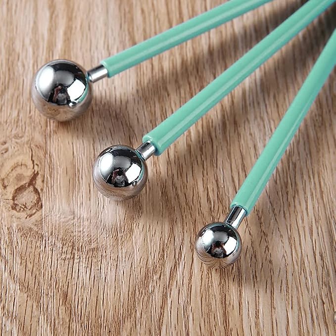 4 x Fondant Cake Decorating Clay Flower Sugarcraft Ball Model DIY Tool 8 Sizes (Green)