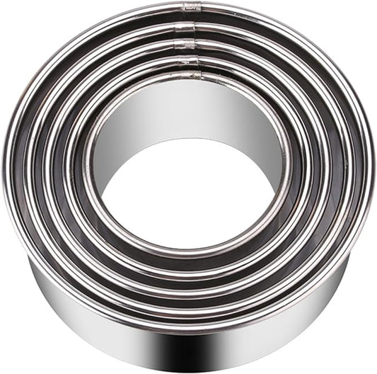 5 Pieces Biscuit Cookie Cutters Set,Stainless Steel Circle Round Cookie Biscuit Cutters in Graduated Sizes Shape Molds for Pastries Doughs Doughnuts