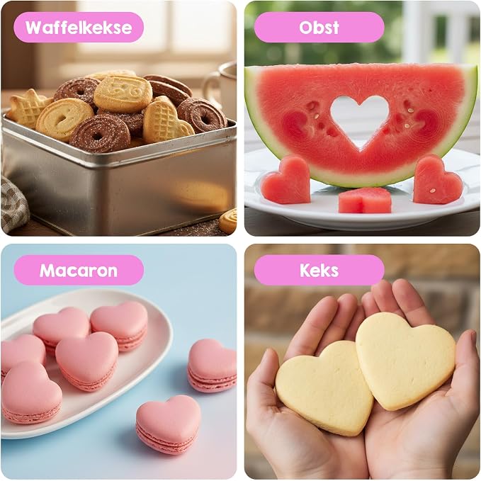Heart Cookie Cutter,10 Pcs Stainless Steel Heart Shaped Cookie Cutter,Sandwich Cutters for Lunch Lover Wedding Present for Sandwiches Biscuit (3.3 2.6 2.0 1.5 1.1in)