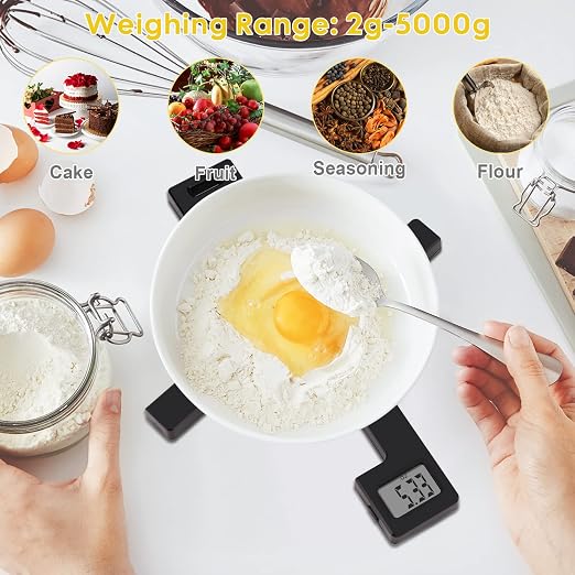 Compact Folding Digital Kitchen Scale, Highly Accurate Portable Food Scale with LCD Display, Auto Power Off and Tare Features, for Measuring Intake of Healthy Eating People (Black)