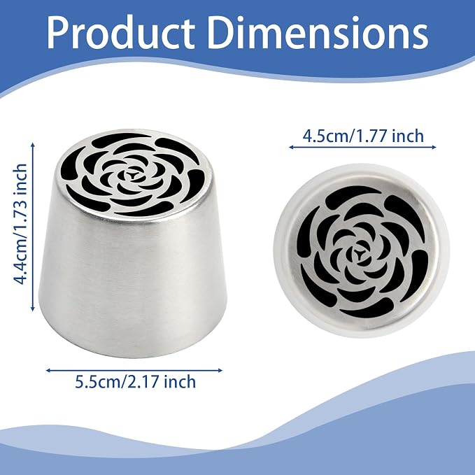 1 Extra Large Stainless Steel Rose Petal Piping Tip, Cotton Candy Bean Paste Flower Bouquet Cream Nozzle, for Cakes Cupcakes Desserts Puffs Tool for Cake Decoration Pastry Baking (XXL,Style 34)