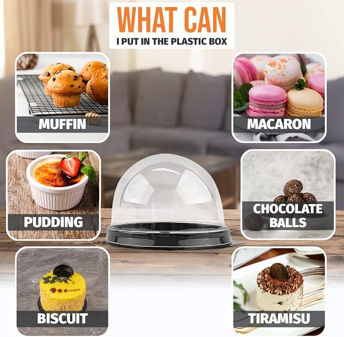 Treat Box Pack 50 - Pack Mini Cupcake Containers for Desserts - 2.8 x 2.8" Plastic Food Grade Mini Cupcake Boxes | Desserts Containers and Holiday Gift Wraps with Transparent Lids, Great for Parties