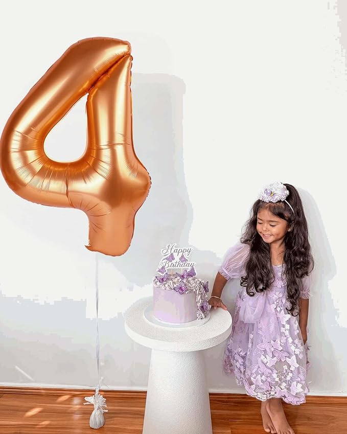 Orange Number 4 Balloon 40 Inch, 4th Birthday Party Decorations for Children, Giant 4 Foil Balloon for Party Supplies