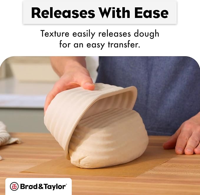 Brod & Taylor Banneton Batard 10” Proofing Basket for Sourdough & Artisan Bread Baking – Stackable, Made From Bamboo & Sugarcane Pulp (1-Pack)