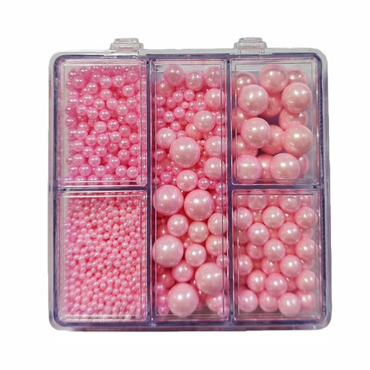HeDeon&Rles Pink Pearls Sprinkles for Baking Pink Sprinkles 90g/3.17oz 4 Size Mix Edible Pink Pearls for Cake Cupcake Pancake Icing Decoration