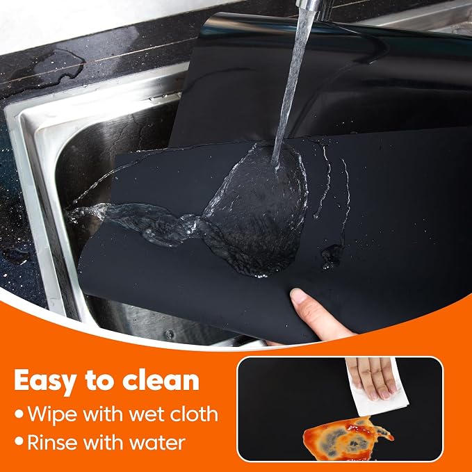 Large Silicone Mat for Kitchen Counter, 20" x 80" Cuttable Heat Resistant Mats for Countertop, Suitable for Kitchen Counter, Dining Tables, Desks, Buffet Cabinet, etc. Skin-Friendly Material, Black