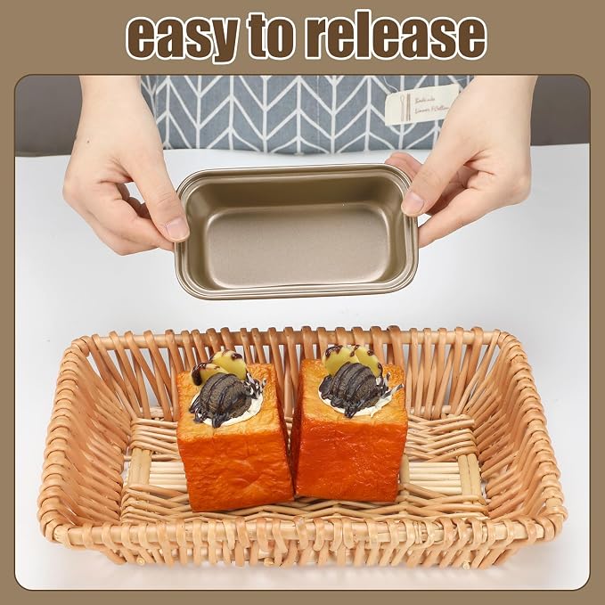 Uiifan 24 Pcs Mini Loaf Pan for Baking Bread Non Stick Small Banana Bread Tins Mini Loaf Pans for Nonstick Tiny Meatloaf Pan Carbon Steel for Oven and Baking (6 * 3.3 * 2inch,Gold)