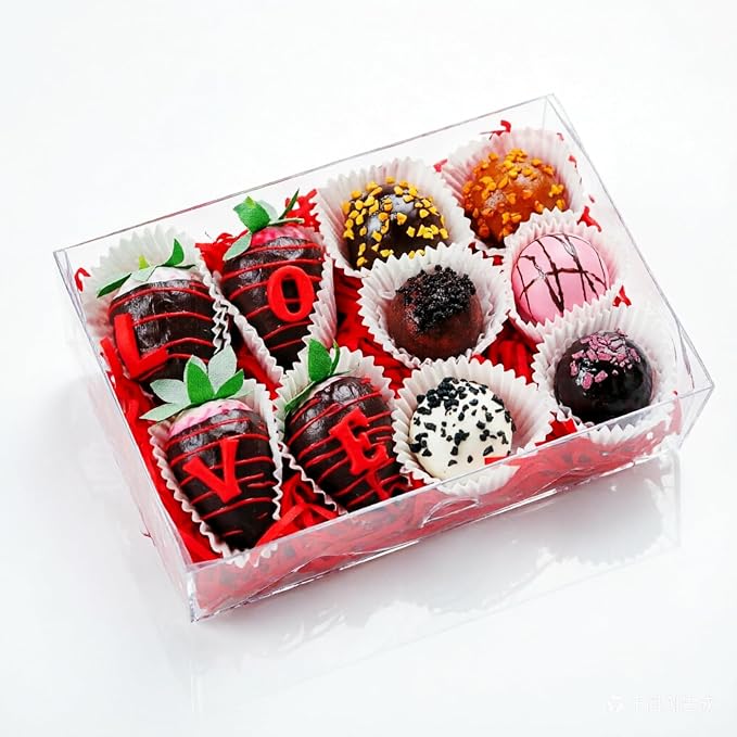 50PCS 8x5x2 Inch Clear Bakery Boxes with Window - Chocolate Covered Strawberries, Cookie, Cake, Brownie, Donut Boxes
