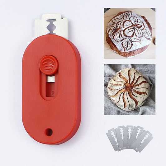 Professional Bread Lame, Stainless Steel Dough Scoring Tool with Ultra Sharp Blades, Perfect Bread Scoring, Bakery Artistry, and Sourdough Bread Making-Includes 5 Extra Blades (Red)