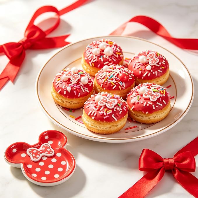 Twisweet Red Bow Sprinkles for Cake Decorating, Polka Dot Style Jimmies Sugar Pearls & Bow Confetti, Edible Baking Candy for Cupcake Cookie Ice Cream Cake Toppers, Girls Birthday Cartoon Party Decorations (130g/4.58oz)