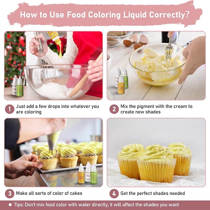 Food Coloring Liquid Set,18 Colors x 10ml Food Grade Food Dye Edible Vibrant Liquid Color for Cake Decorating,Baking,Easter Egg,Icing,Fondant,Cookies,Slime Making DIY Supplies Kit -0.35 Fl. oz/Bottles